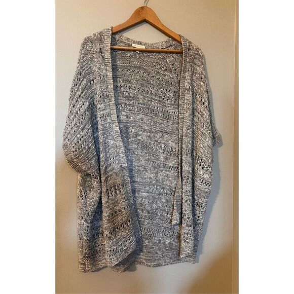 Eileen Fisher Size XL Dolman Sleeve Open Front Sweater Gray Italian Knit Wrap - Picture 2 of 6
